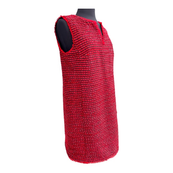 Ann Taylor red 2pc Set Sleeveless Shift Tweed Dress with Longsleeve Jacket - Picture 4 of 12